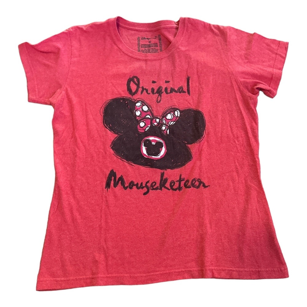 Disney Store Original Mouseketeer Minnie Mouse Graphic T Shirt Heather Coral XL